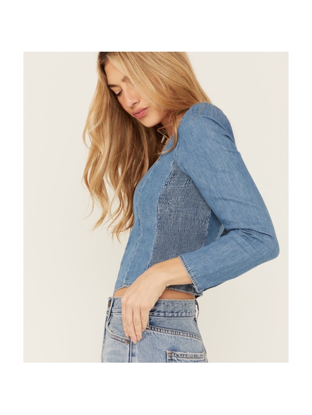 Levi’s Denim Ophelia Corset Blouse Top Size M - Picture 5 of 13